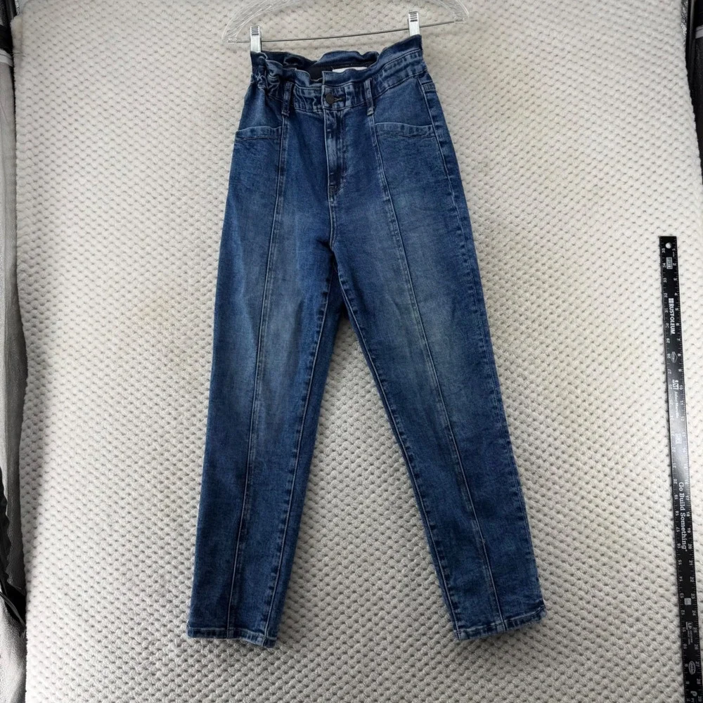 Vervet Jeans Women 26 Paperbag Waist Straight Leg High Rise Seam Front V2492